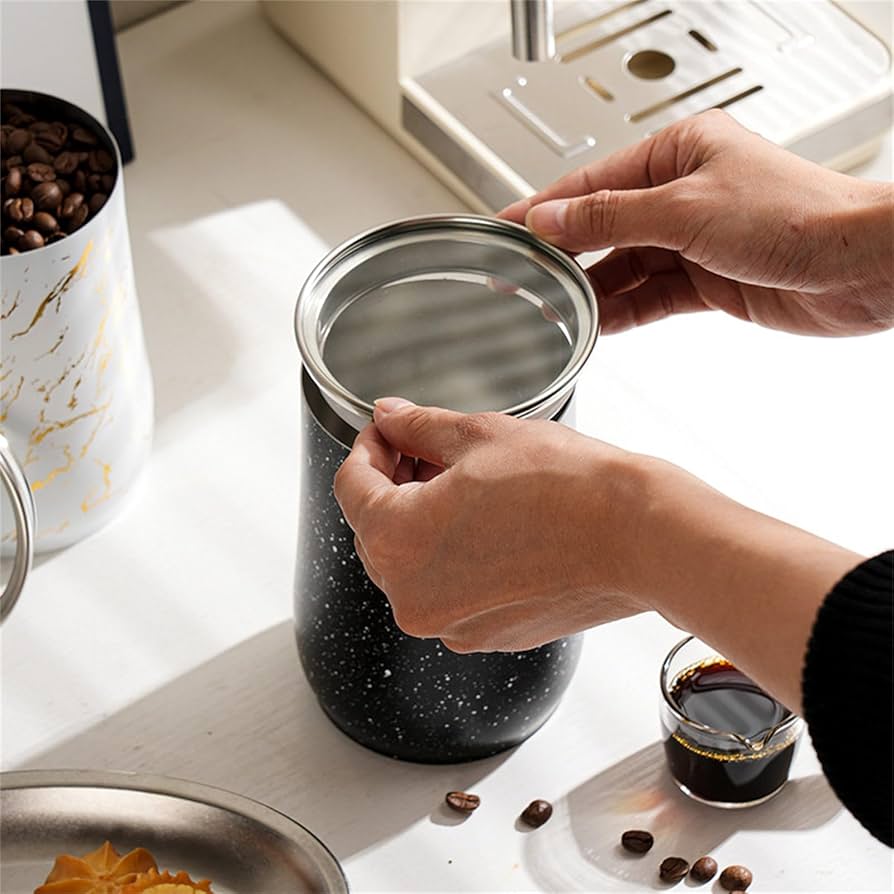 Metal Coffee Bean Container, Airtight Food Jar Container, Modern Marble Design Ceramic Jar, Storage Jar Gift Home Decor Metal Coffee Bean Container, Airtight Food Jar Container, Modern Marble Design Ceramic Jar, Storage Jar Gift Home Decor
